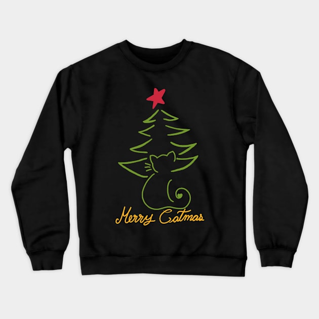 Merry Catmas, Christmas gift for cat lover Crewneck Sweatshirt by PlantsAndCats